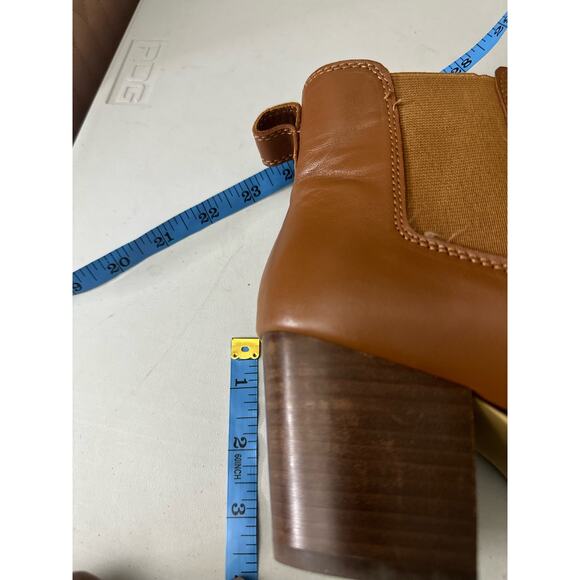 J. Crew Rory Leather Block Heel Ankle Chelsea Boots Warm Sepia Brown Size 10 - Picture 9 of 9